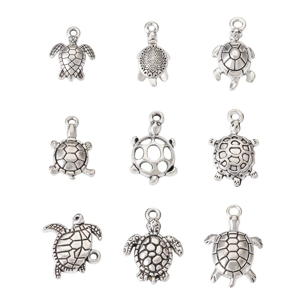 4063 Beadthoven 108pcs Sea Turtle Charms Mixed Tibetan Silver Alloy Charms